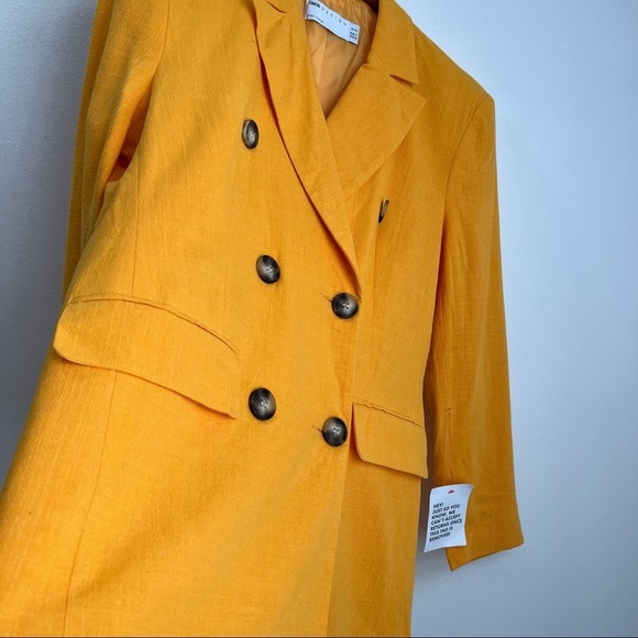 ASOS Design Double Breasted Linen Blend Blazer Jacket Size 6P - Picture 5 of 8